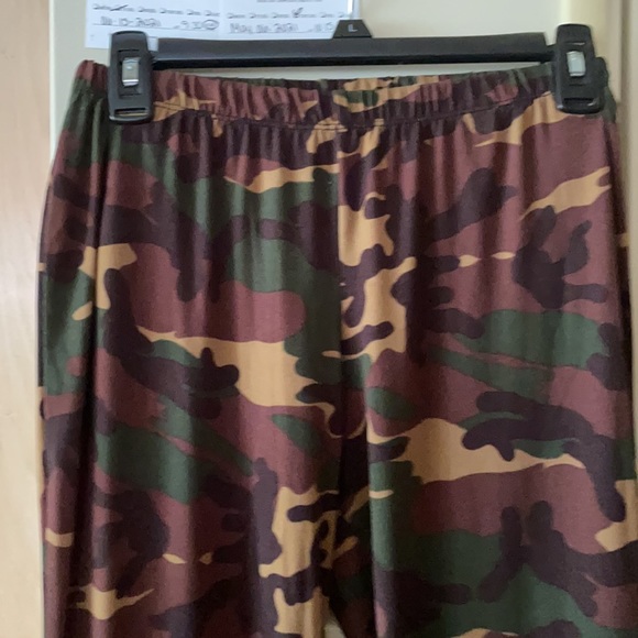 Camouflage bell bottom pants, Brown, Beige - Picture 2 of 6